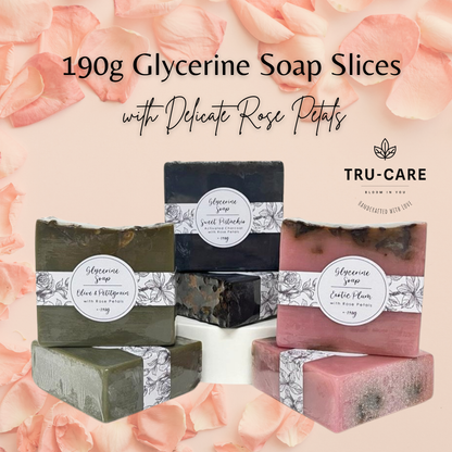 190g Glycerine Soap Slices with Delicate Rose Petals