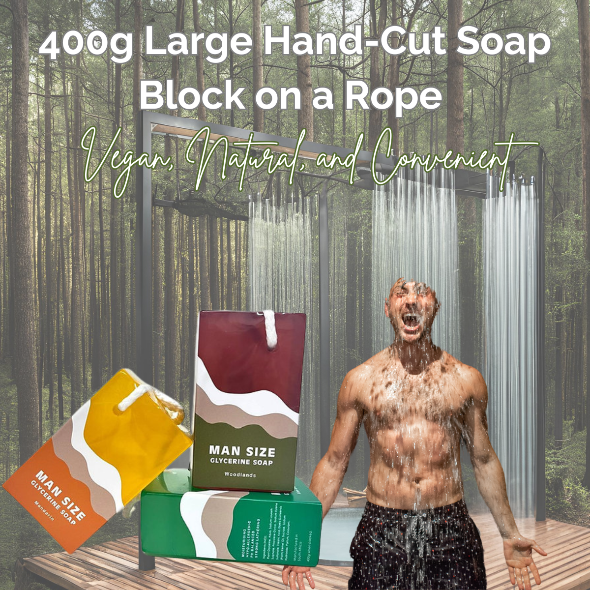 400g Large Hand-Cut Soap Block on a Rope - Vegan, Natural, and Convenient