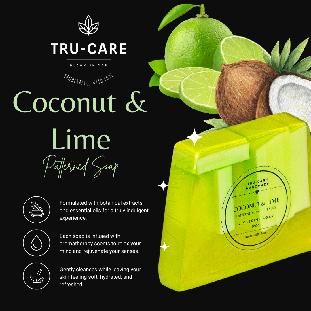 Tru-Care Signature Colourful Patterned Soap Slices (Hand-cut) Approximately 170g per slice.