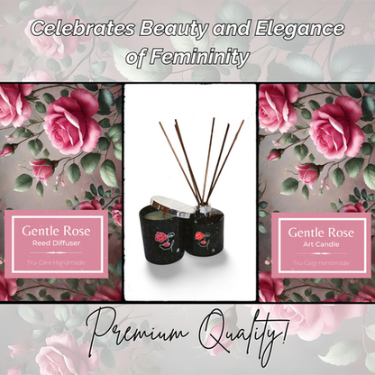 Tru-Care Handmade Gentle Rose Candle and Reed Diffuser Collection