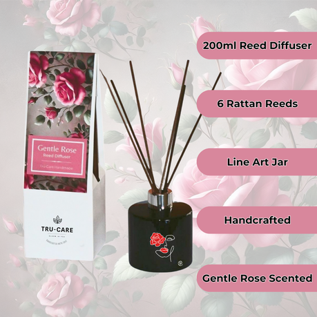 Tru-Care Handmade Gentle Rose Candle and Reed Diffuser Collection