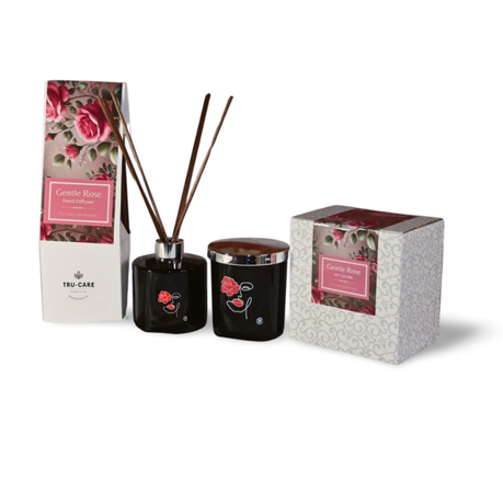 Tru-Care Handmade Gentle Rose Candle and Reed Diffuser Collection