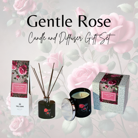 Tru-Care Handmade Gentle Rose Candle and Reed Diffuser Collection